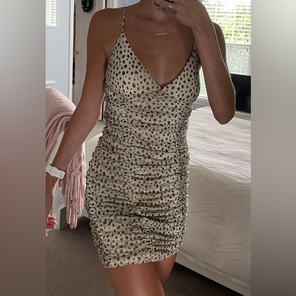 Urban Outfitters | Dresses | Urban Outfitters Animal Leopard Print Ruched  Mesh Mini Dress | Poshmark